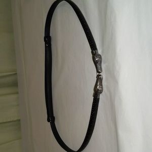 Chicos snake heads black leather adjustable belt